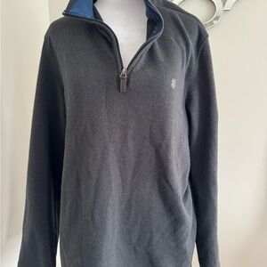 Izod Black Quarter-Zip Sweater with Contrast Collar
